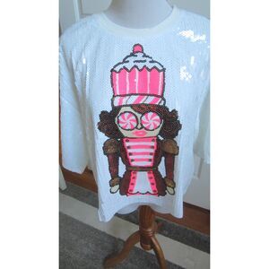NWT So festive simply Southern Sequined Nutcracker Oversized Top Size Medium
